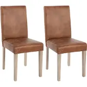 Mendler 2er-Set Esszimmerstuhl Littau, Stuhl Küchenstuhl Textil, WildKunstleder, Beine Struktur - Eiche
