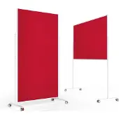 MAGNETOPLAN mobile Moderationstafel VarioPin White, Hoch-/Querformat, 2-seitig nutzbar, B 1000 x H 1800 mm, Filz/Aluminium, rot/weiß