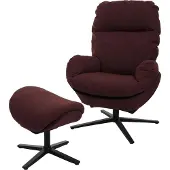 Mendler Relaxsessel + Hocker MCW-L12, Fernsehsessel Sessel Schaukelstuhl Wippfunktion, drehbar, Metall Stoff/Textil bordeaux
