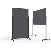 MAGNETOPLAN mobile Moderationstafel VarioPin Black, Hoch-/Querformat, 2-seitig nutzbar, B 1000 x H 1800 mm, Filz/Aluminium, grau/schwarz