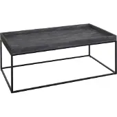 MCW Couchtisch MCW-K71, Kaffeetisch Beistelltisch Tisch, Holz massiv Metall 46x110x60cm dunkelgrau