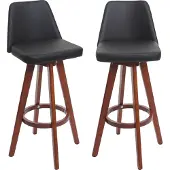 Mendler 2er-Set Barhocker MCW-C43, Barstuhl Tresenhocker, Holz Kunstleder drehbar MVG- schwarz
