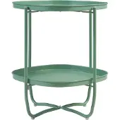 En.casa Tabletttisch ‘Sandefjord’ rechteckig mit 2 abnehmbaren Tabletts Stahl 57,5 x 46 x 46 cm Grün