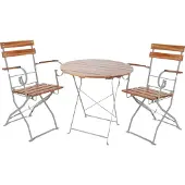 Mojawo 3er Biergarten Set Biergartengarnitur Biergartenmöbel Akazie Ø80cm