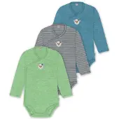 Normani 3er Set Baby-Body Wickelbody Langarm Toddler-Bodysuit aus Merinowolle - 9357