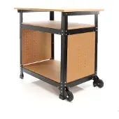 XPOtool Fahrbare Werkbank 69 x 51 x 66 - 82 cm, höhenverstellbarer Werktisch, Arbeitstisch mit 2 Rollen, 2 Ablagen und seitliche Lochwand