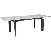 FineBuy Moderner Esstisch ausziehbar 180–240 cm Weiß – Glas Keramik Tischplatte – Esstisch mit stabilem Metallgestell – ausziehbarer Küchentisch