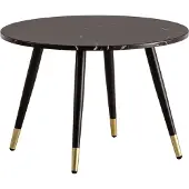 Wohnling Couchtisch 60x60x41 cm mit Marmor Optik Schwarz Modern Wohnzimmertisch mit Metall-Gestell Sofatisch Rund Tisch Beistelltisch Wohnzimmer