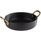 Assheuer & Pott APS 40742 Serviertöpfchen CASTORO, Aluminium, Griffe aus Messing, Ø 15 cm, Höhe 4 cm, 0,5 Liter, anthrazit