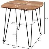 Wohnling Esszimmertisch 80x80x76 cm Sheesham Massivholz Esstisch mit Metallbeinen Massiver Echtholz Tisch Quadratisch Designer Holztisch Massiv