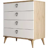 Skye Decor , Moderner Dresser in Eiche und Weiß, 80 x 90,8 x 45 cm | 100% melaminbeschichtete Spanplatte, 18 mm dick | 4 Schubladen, zahlreiche Regale, wandmontierbar, skandinavisches Design.
