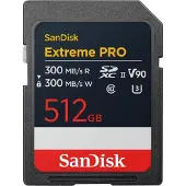 SanDisk Extreme PRO, 512 GB, SDXC, Klasse 10, UHS-II, 300 MB/s, 300 MB/s