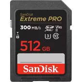 SanDisk Extreme PRO, 512 GB, SDXC, Klasse 10, UHS-II, 300 MB/s, 260 MB/s
