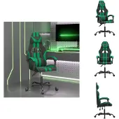 vidaXL Gaming-Stuhl Drehbar Schwarz und Grün Kunstleder - Gaming-Sessel