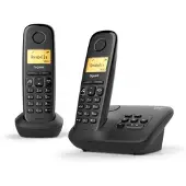 Gigaset A 270 A DUO, Analoges/DECT-Telefon, Kabelgebundenes Mobilteil, Freisprecheinrichtung, 80 Eintragungen, Anrufer-Identifikation, Schwarz