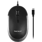 Macally UCDYNAMOUSE-SG, Beidhändig, Optisch, USB Typ-C, 2400 DPI, Schwarz, Grau