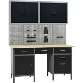 The Living Store Werkbank mit 4 Werkzeugwänden und 2 Wandschränken
