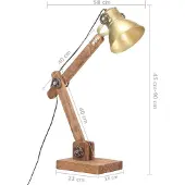 vidaXL Schreibtischlampe Industriestil Messing Rund 58x18x90 cm E27