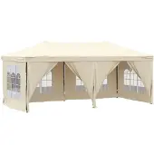 The Living Store Partyzelt Faltbar mit Seitenwänden Creme 3x6 m