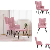 vidaXL Relaxsessel mit Hocker Rosa Samt - Sessel