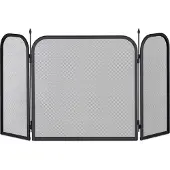 Relaxdays Funkenschutzgitter Stahl, dreiteiliges Gitter gegen Funkenflug, Kamin Funkenschutz, HxB 52,5 x 97 cm, schwarz