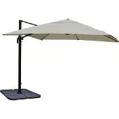 Mendler Gastronomie-Ampelschirm MCW-A96, 3,5x3,5m (Ø4,95m) Polyester Alu/Stahl 25kg creme-grau mit Ständer