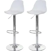 Mendler 2er-Set Barhocker MCW-B14, Tresenhocker Barstuhl Drehhocker, Kunstleder weiß
