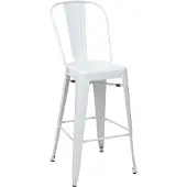 Mendler Barhocker MCW-A73, Barstuhl Tresenhocker mit Lehne, Metall Industriedesign weiß