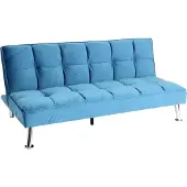 Mendler Sofa MCW-K21, Klappsofa Couch Schlafsofa, Nosagfederung Schlaffunktion Liegefläche 181x107cm Samt, blau
