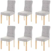 Mendler 6er-Set Esszimmerstuhl MCW-E58, Stuhl Essstühle Stoff/Textil grau, helle Beine