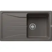 BLANCO Spüle SONA 5 S in VULKANGRAU mit Ablaufgarnitur ohne Ablauffernbedienung / Ausschnitt: 840 x 480 mm / Silgranit