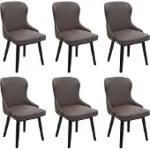 Mendler 6er-Set Esszimmerstuhl MCW-M60, Polsterstuhl Küchenstuhl Lehnstuhl Stuhl, Stoff/Textil Massiv-Holz dunkelgrün-grau