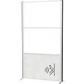 MAUL Stellwandsystem MAULconnecto, 1 x Akustikvlies hell, 2 x Whiteboard, Klettverbindung, Standfuß, H 1800 x B 1000 mm, silber