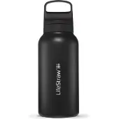LifeStraw Go Nordic Noir GOST-1L-NOIR Stainless Steel, Wasserflasche mit 2-Stage Filter, 1L
