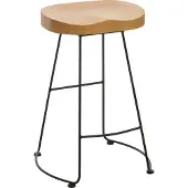 Mendler Barhocker MCW-N25, Barstuhl Tresenhocker Küchenhocker, Fußablage Industrial Metall Massiv-Holz 3D-Struktur natur