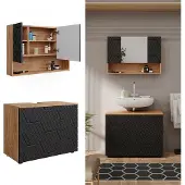 Vicco Badmöbel-Set Irma Anthrazit mit Wabenstruktur 2 Teile, Unterschrank 80 cm, Model 47182