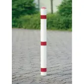 Urbanus Sperrpfosten Stahl rot-weiss Ø 76 mm Mit Dreikantschloss und Bodenhülse mit Spitzkappe