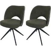 Mendler 2er-Set Esszimmerstuhl MCW-N72, Polster-Küchenstuhl, drehbar Auto-Return, Stoff/Textil (420g/m²) grün