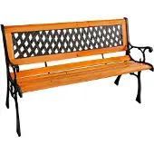 Mojawo Gartenbank Parkbank Massivholz Metall pulverbeschichtet Natur/Schwarz