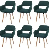 Mendler 6er-Set Esszimmerstuhl MCW-A50 II, Stuhl Küchenstuhl Polsterstuhl, Holz Stoff/Textil Cord (400g/m²) MVG grün