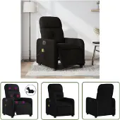 The Living Store Massagesessel Elektrisch Schwarz Stoff
