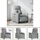 The Living Store Massagesessel Elektrisch Hellgrau Stoff