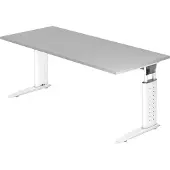 Hjh OFFICE PRO UNDA 19 W - 180 x 80 höhenverstellbar Grau/Weiß