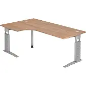 Hjh OFFICE PRO UNDA 82 S - 200 x 120 Nussbaum/Silber höhenverstellbar
