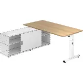 Hammerbacher Anbauschreibtisch T-Fuß 160x80cm Eiche/Weiß