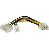 StarTech.com .com 15cm 4pin auf 8pin EPS-Netzadapter mit LP4 - Bu/St, 4-pin ATX12V, 0,152 m, Stecker, Buchse, Gerade, Gerade