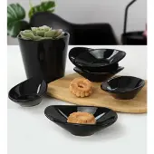 Hermia | Set mit 6 Saucenschalen Classic Schwarz Keramik 12x7.9x3 cm | NADUVI