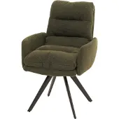 Mendler Esszimmerstuhl MCW-G66, Küchenstuhl Stuhl, drehbar Auto-Position Stoff/Textil Bouclé MVG grün, mit Armlehne