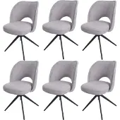 Mendler 6er-Set Esszimmerstuhl MCW-N72, Polster-Küchenstuhl, drehbar Auto-Return, Stoff/Textil (420g/m²) hellgrau
