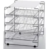 Grieshaber Briefablage-Gestell 4 Körbe Längsformat B4 silbergrau